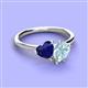 3 - Sasha Heart Shape Lab Created Blue Sapphire & Pear Shape Aquamarine 2 Stone Duo Ring 