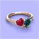 3 - Sasha Heart Shape Lab Created Ruby & Pear Shape London Blue Topaz 2 Stone Duo Ring 