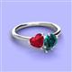 3 - Sasha Heart Shape Lab Created Ruby & Pear Shape London Blue Topaz 2 Stone Duo Ring 