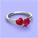 3 - Sasha Heart & Pear Shape Lab Created Ruby 2 Stone Duo Ring 