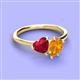 3 - Sasha Heart Shape Lab Created Ruby & Pear Shape Citrine 2 Stone Duo Ring 