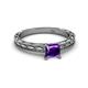 2 - Rachel Classic 5.50 mm Princess Cut Amethyst Solitaire Engagement Ring 