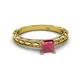 2 - Rachel Classic 5.50 mm Princess Cut Rhodolite Garnet Solitaire Engagement Ring 