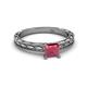 2 - Rachel Classic 5.50 mm Princess Cut Rhodolite Garnet Solitaire Engagement Ring 