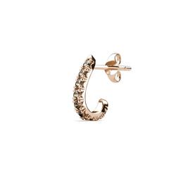 Zena ctw Smoky Quartz Single Half Hoop Huggie Earring ctw Smoky Quartz U Cut Pave Setting Women Single Half Hoop Huggie Earring in K Rose Gold