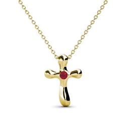 Edena Petite Ruby Cross Pendant Petite Ruby Solitaire Womens Cross Pendant Necklace K Yellow GoldIncluded Inches K Yellow Gold Chain