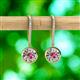 2 - Lillac Iris Round Rhodolite Garnet and Baguette Diamond Halo Dangling Earrings 