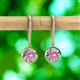 2 - Lillac Iris Round Pink Sapphire and Baguette Diamond Halo Dangling Earrings 