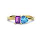 1 - Esther Emerald Shape Amethyst & Heart Shape Blue Topaz 2 Stone Duo Ring 