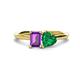 1 - Esther Emerald Shape Amethyst & Heart Shape Lab Created Emerald 2 Stone Duo Ring 