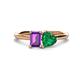 1 - Esther Emerald Shape Amethyst & Heart Shape Lab Created Emerald 2 Stone Duo Ring 