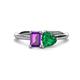 1 - Esther Emerald Shape Amethyst & Heart Shape Lab Created Emerald 2 Stone Duo Ring 