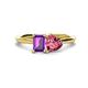 1 - Esther Emerald Shape Amethyst & Heart Shape Pink Tourmaline 2 Stone Duo Ring 