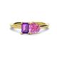 1 - Esther Emerald Shape Amethyst & Heart Shape Pink Sapphire 2 Stone Duo Ring 