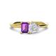 1 - Esther Emerald Shape Amethyst & Heart Shape White Sapphire 2 Stone Duo Ring 