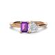 1 - Esther Emerald Shape Amethyst & Heart Shape White Sapphire 2 Stone Duo Ring 