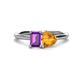 1 - Esther Emerald Shape Amethyst & Heart Shape Citrine 2 Stone Duo Ring 