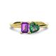 1 - Esther Emerald Shape Amethyst & Heart Shape Lab Created Alexandrite 2 Stone Duo Ring 