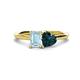 1 - Esther Emerald Shape Aquamarine & Heart Shape London Blue Topaz 2 Stone Duo Ring 