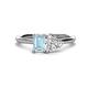 1 - Esther Emerald Shape Aquamarine & Heart Shape Forever One Moissanite 2 Stone Duo Ring 