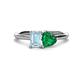 1 - Esther Emerald Shape Aquamarine & Heart Shape Lab Created Emerald 2 Stone Duo Ring 