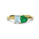 1 - Esther Emerald Shape Aquamarine & Heart Shape Lab Created Emerald 2 Stone Duo Ring 