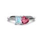 1 - Esther Emerald Shape Aquamarine & Heart Shape Pink Tourmaline 2 Stone Duo Ring 