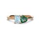 1 - Esther Emerald Shape Aquamarine & Heart Shape Lab Created Alexandrite 2 Stone Duo Ring 