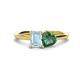 1 - Esther Emerald Shape Aquamarine & Heart Shape Lab Created Alexandrite 2 Stone Duo Ring 