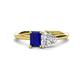 1 - Esther Emerald Shape Lab Created Blue Sapphire & Heart Shape Forever Brilliant Moissanite 2 Stone Duo Ring 