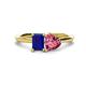 1 - Esther Emerald Shape Lab Created Blue Sapphire & Heart Shape Pink Tourmaline 2 Stone Duo Ring 