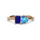 1 - Esther Emerald Shape Lab Created Blue Sapphire & Heart Shape Blue Topaz 2 Stone Duo Ring 