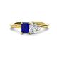 1 - Esther GIA Certified Heart Shape Diamond & Emerald Shape Lab Created Blue Sapphire 2 Stone Duo Ring 
