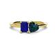 1 - Esther Emerald Shape Lab Created Blue Sapphire & Heart Shape London Blue Topaz 2 Stone Duo Ring 