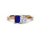 1 - Esther Emerald Shape Lab Created Blue Sapphire & Heart Shape Forever One Moissanite 2 Stone Duo Ring 