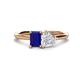 1 - Esther Emerald Shape Lab Created Blue Sapphire & Heart Shape White Sapphire 2 Stone Duo Ring 