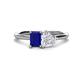 1 - Esther Emerald Shape Lab Created Blue Sapphire & Heart Shape White Sapphire 2 Stone Duo Ring 