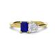 1 - Esther Emerald Shape Lab Created Blue Sapphire & Heart Shape White Sapphire 2 Stone Duo Ring 