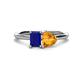 1 - Esther Emerald Shape Lab Created Blue Sapphire & Heart Shape Citrine 2 Stone Duo Ring 