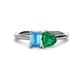 1 - Esther Emerald Shape Blue Topaz & Heart Shape Lab Created Emerald 2 Stone Duo Ring 