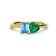 1 - Esther Emerald Shape Blue Topaz & Heart Shape Lab Created Emerald 2 Stone Duo Ring 
