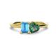 1 - Esther Emerald Shape Blue Topaz & Heart Shape Lab Created Alexandrite 2 Stone Duo Ring 