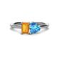 1 - Esther Emerald Shape Citrine & Heart Shape Blue Topaz 2 Stone Duo Ring 