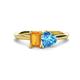 1 - Esther Emerald Shape Citrine & Heart Shape Blue Topaz 2 Stone Duo Ring 
