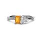 1 - Esther Emerald Shape Citrine & Heart Shape Forever Brilliant Moissanite 2 Stone Duo Ring 