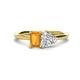 1 - Esther Emerald Shape Citrine & Heart Shape Forever Brilliant Moissanite 2 Stone Duo Ring 