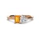 1 - Esther GIA Certified Heart Shape Diamond & Emerald Shape Citrine 2 Stone Duo Ring 