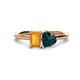 1 - Esther Emerald Shape Citrine & Heart Shape London Blue Topaz 2 Stone Duo Ring 