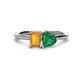 1 - Esther Emerald Shape Citrine & Heart Shape Lab Created Emerald 2 Stone Duo Ring 