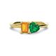 1 - Esther Emerald Shape Citrine & Heart Shape Lab Created Emerald 2 Stone Duo Ring 